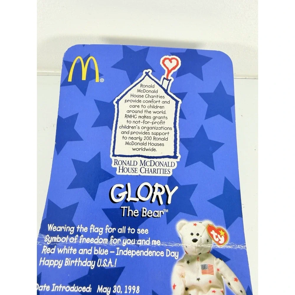 Ty Teenie Beanie Baby Glory the Bear USA 1999 Mcdonalds-‎ Unopened/Damaged Box
